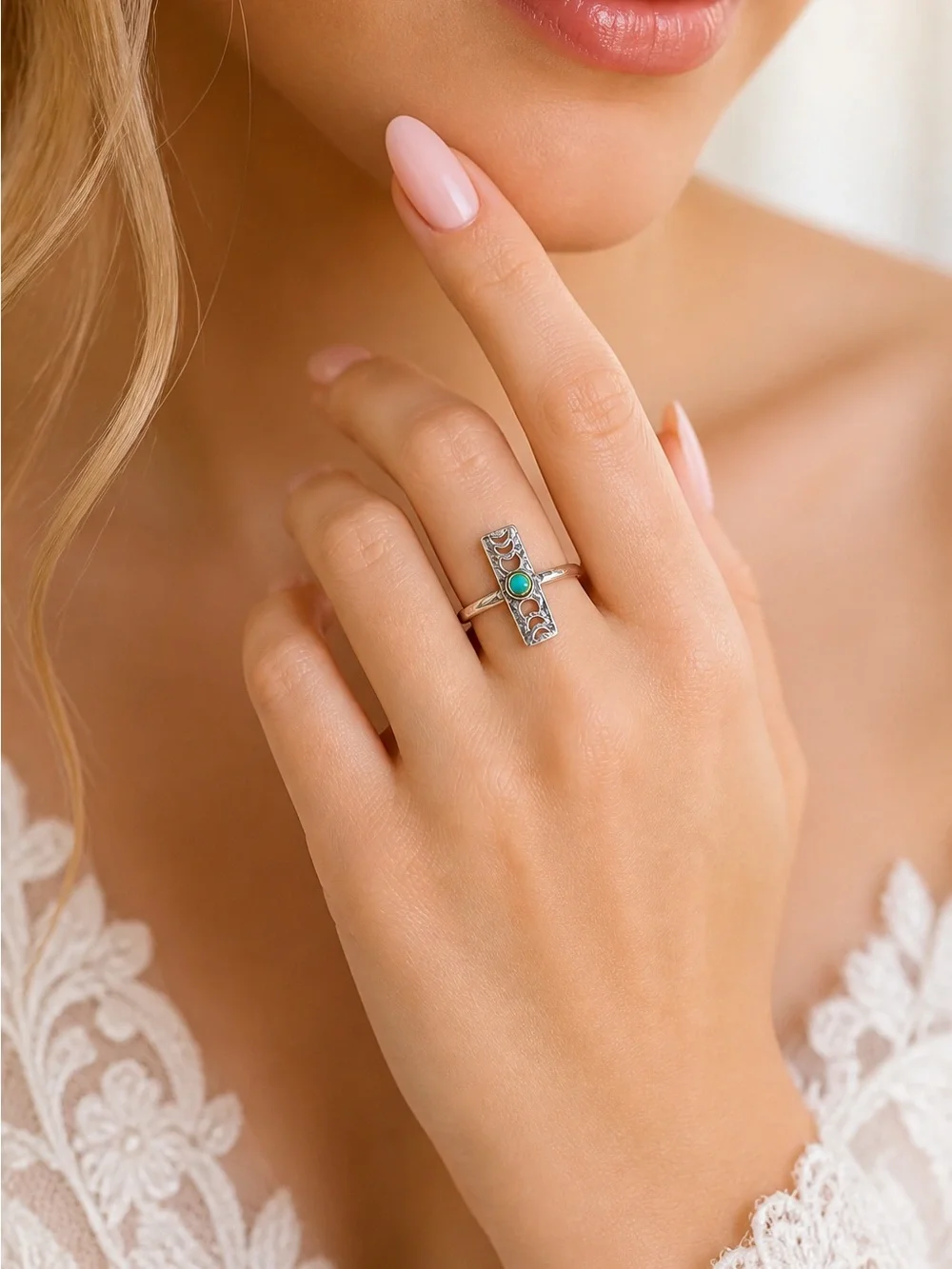 NEW! Phases of the moon turquoise ring
